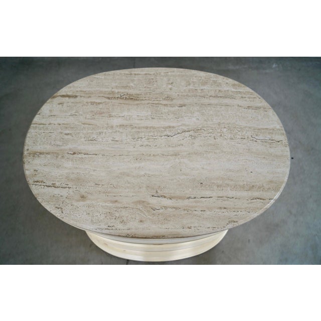 1980’s Hollywood Regency Roman Travertine Top Nightstand by Century Furniture For Sale - Image 9 of 12