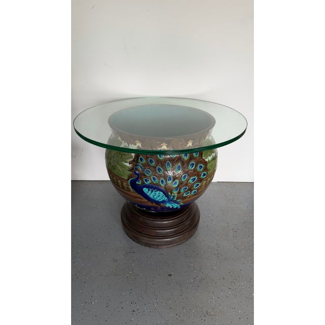 Mid 18th Century Antique Large Italian Style Peacock Cachepot Table For Sale - Image 5 of 9