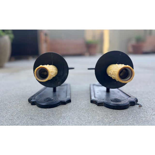 1920s Antique Spanish Wrought Iron Sconces - Pair For Sale - Image 5 of 11