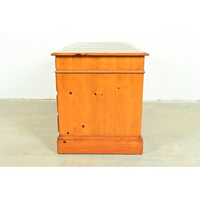 Sligh Furniture Georgian Carved Pine Leather Top Executive Desk, Circa 1960s For Sale - Image 11 of 13