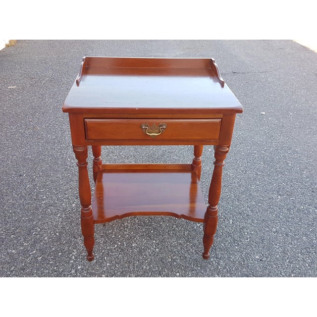 Mid 20th Century Vintage Monitor Furniture Solid Wild Cherry One Drawer Nightstand For Sale - Image 10 of 12