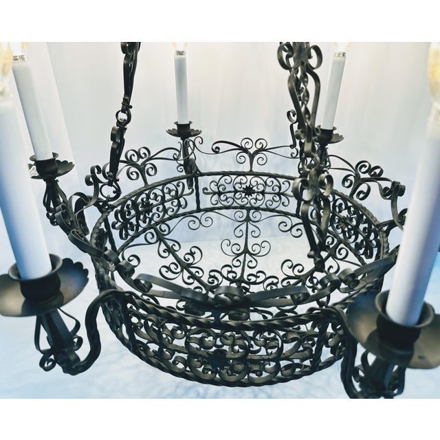 Ebony 21st Century Arte De Mexico 6-Light Spanish Colonial-Style Chandelier For Sale - Image 8 of 12