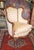 1940s French Carved Wing Chair Bumble Bee Fabric For Sale - Image 10 of 12