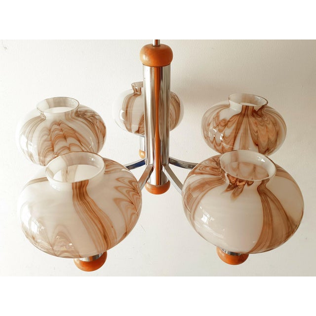 Vintage Chandelier in Glass with Marble and Steel, 1960s For Sale - Image 3 of 9