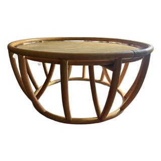 Vintage Rattan Coffee Table – Mid-Century Boho Style For Sale