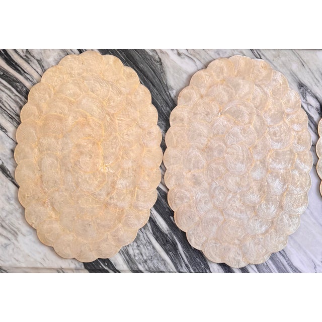 1990s Capiz Shell Oval Placemats - Set of 12 For Sale In Seattle - Image 6 of 14