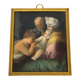 Italian Grand Tour Miniature of the Holy Family, Signed R. Tomassi, Rome, 19th C For Sale