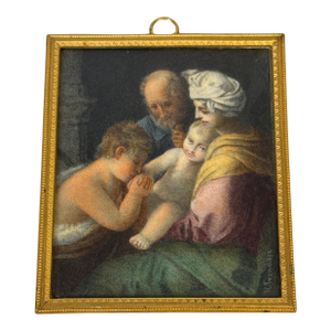 Italian Grand Tour Miniature of the Holy Family, Signed R. Tomassi, Rome, 19th C