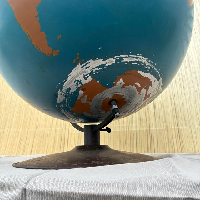 1950s Mid-Century Modern Large 20” A. J. Nystrom Metal Activity Globe For Sale - Image 12 of 12