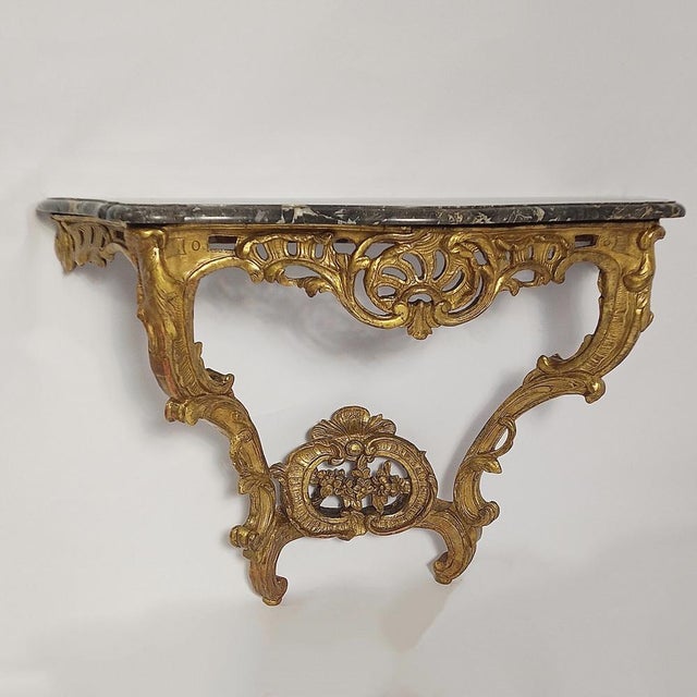 Gold Gilded Louis XV Wand Console, 1700s For Sale - Image 8 of 17