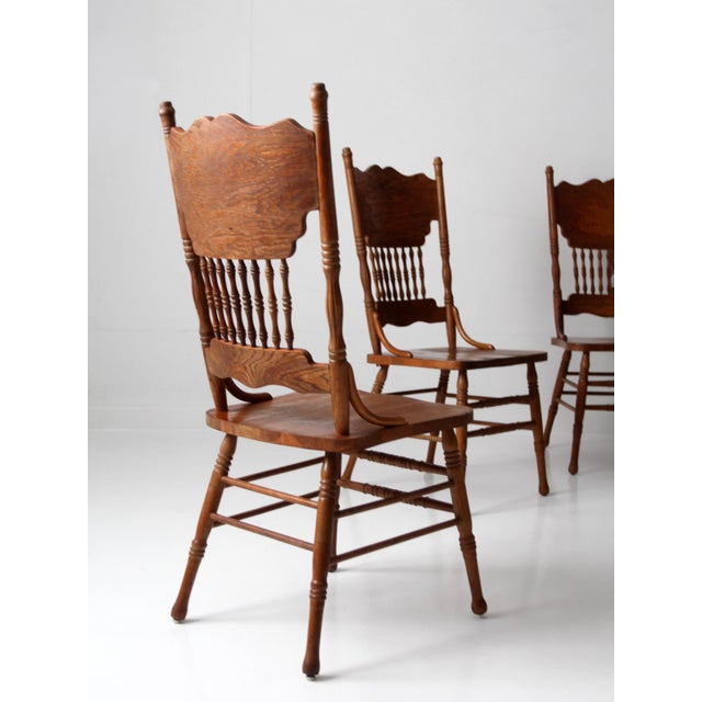 Vintage Oak Dining Chairs Set of 5 For Sale - Image 13 of 18