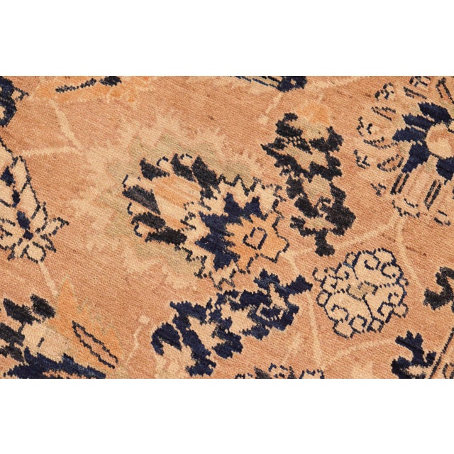 1990s Shabby Chic Ziegler Rose Blue Hand-Knotted Wool Rug - 6'0'' X 9'0'' For Sale - Image 5 of 8