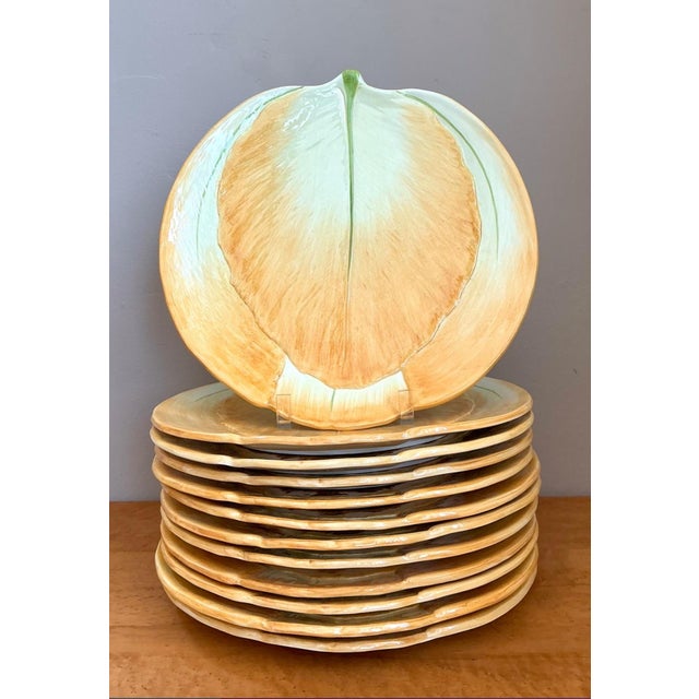 Vintage Italian Botanical Ceramic Dinner Plates - Set of 12 For Sale - Image 10 of 15