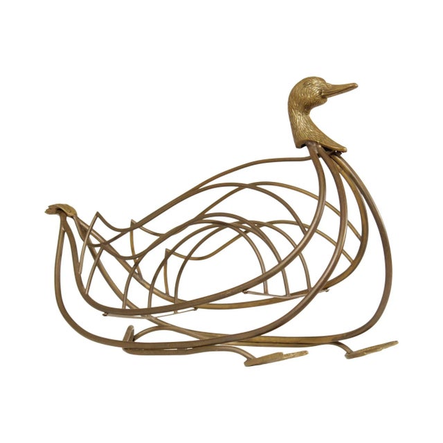 Vintage Brass Goose Magazine Stand For Sale - Image 13 of 13