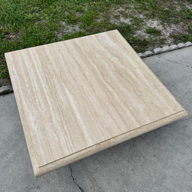 Beige Vintage Italian Travertine Coffee Table by Stone International For Sale - Image 8 of 12