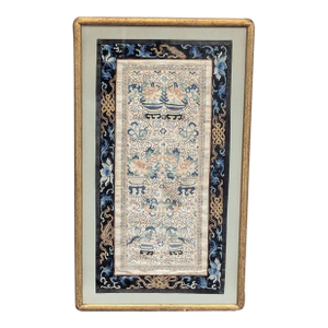 Framed Chinese Silk Embroidery Panel With Floral Design