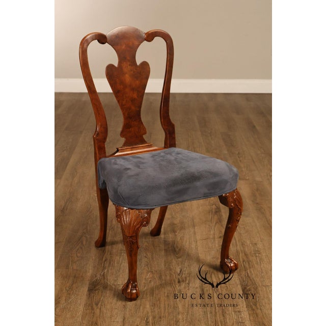 Traditional Georgian Style Set of Ten Carved Burlwood Dining Chairs For Sale - Image 3 of 18