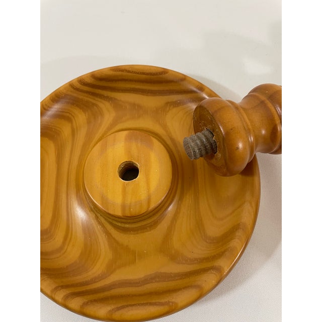 Vintage English Oak Open Barley Twist Candlesticks - A Pair For Sale - Image 11 of 15