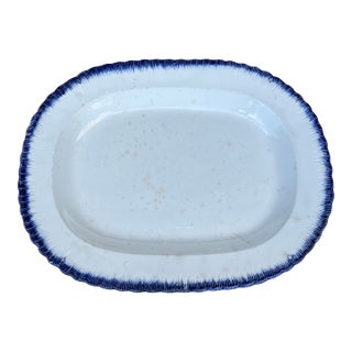 Antique Pearlware Blue Feather Edge Platter, Circa 1820’s For Sale
