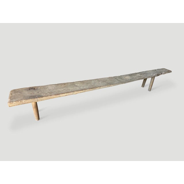 Andrianna Shamaris Impressive Wabi Sabi Long Teak Wood Bench For Sale - Image 14 of 18