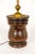 American 1970s Colonial Turned Wood Basin Lamp With Brass Cap For Sale - Image 3 of 10
