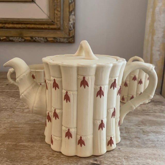 Wedgwood Late 20th Century Wedgwood Cane Ware Faux Bamboo Teapot Creamer Sugar Bowl - Set of 3 For Sale - Image 4 of 9