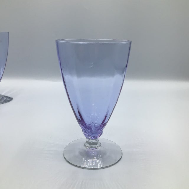 1930s Art Deco Optic Wisteria Footed Tumbler by Fostoria Glassware-Set of 12 For Sale - Image 5 of 12