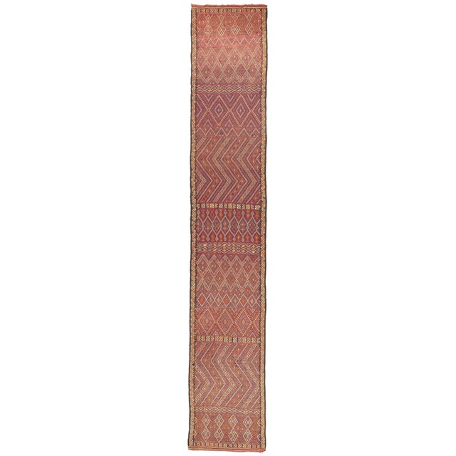 Vintage Zemmour Moroccan Kilim Rug, 03'11 X 22'09 For Sale - Image 11 of 11