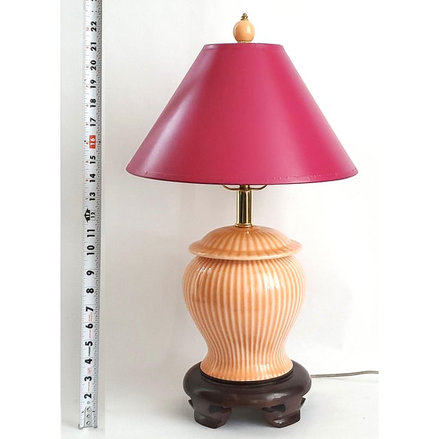 Chinese Coastal Pink Ginger Jar Lamp & Shade For Sale - Image 3 of 9