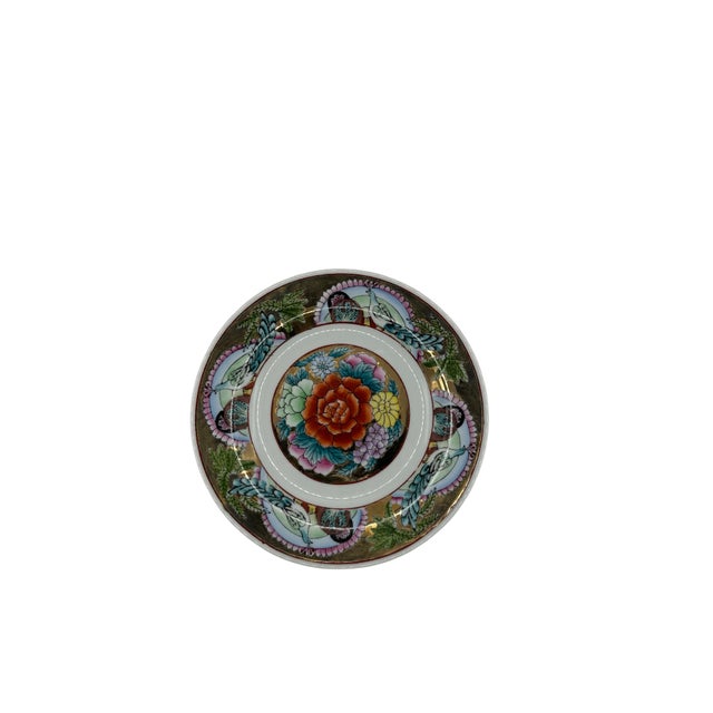 Metal Vintage Chinese Famille Rose Decorative Plates - A Pair For Sale - Image 7 of 12