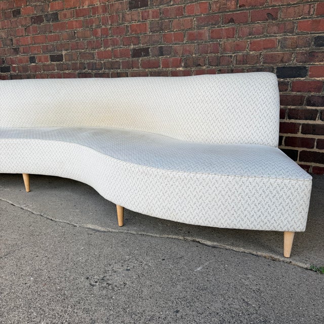 Custom Curved Mid Century Sofa For Sale In Cleveland - Image 6 of 12