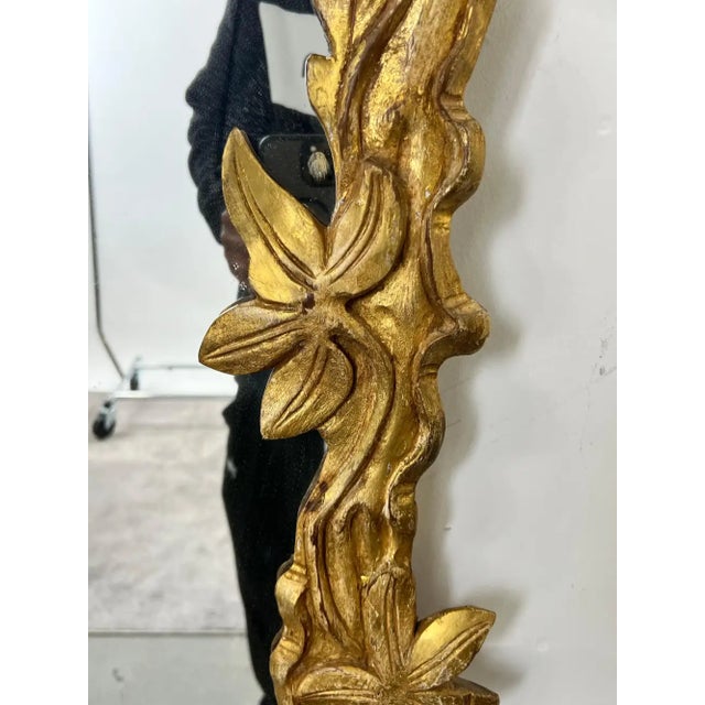 Gold Antique Art Nouveau Giltwood Wall Mirror With Hand Carved Botanical Leaf Frame For Sale - Image 8 of 10
