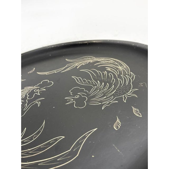 1960s Black Painted Metal Tray, France, 1960 For Sale - Image 5 of 11