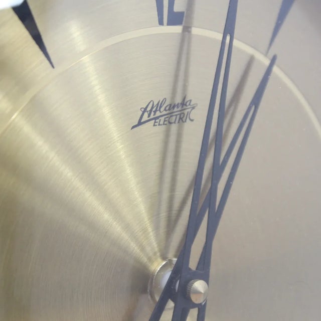 1960s Mid Century 1960s Brass Wall Clock by Atlanta Electric For Sale - Image 5 of 5