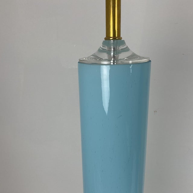 Rare Vinatge Blue Murano Glass Lamp Pair For Sale - Image 4 of 10