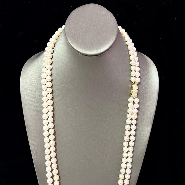 White Akoya Pearl Diamond Necklace 14k Y Gold Certified For Sale - Image 8 of 10