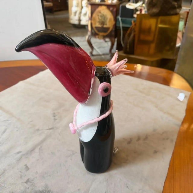 Christian Dior 1990s Modern Pink Black and White Murano Glass Tucano by Dior Home For Sale - Image 4 of 13