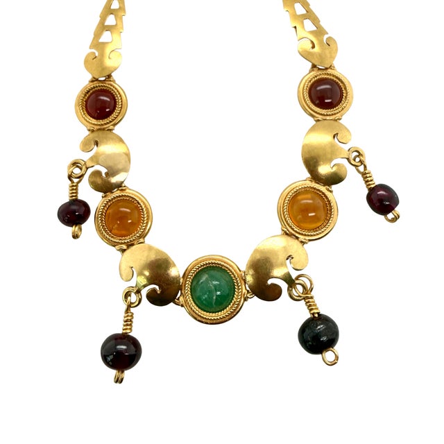 1980s Vintage 22k Gold Multi Gemstone Bracelet For Sale - Image 5 of 5