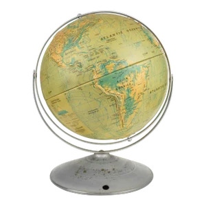 Mid 20th Century Table Top Sculptural Relief World Globe by Nystrom