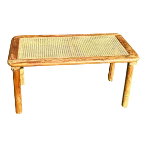 In the Style of Matthew Izzo, Bermuda Coffee Table, Solid Wood and Rattan