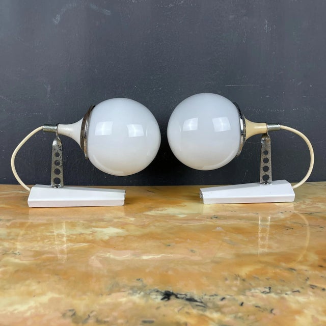 Mid-Century Itlian White Sconces by Targetti Sankey, 1960s Set of 2 For Sale - Image 12 of 15