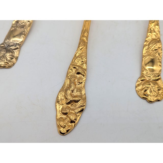 Metal 1960s William Adams Italy Gold Tone Serving Utensils Set - Cake Server, Raimond Meat Fork, Serving Spoon- 3 Pieces For Sale - Image 7 of 11