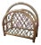 Vintage Bamboo Rattan and Leather Woven Magazine Rack For Sale