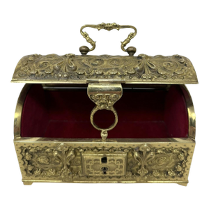 Antique Vintage Ladys Ormolu Bronze Dore German Jewelery Box Casket Art Nouveau