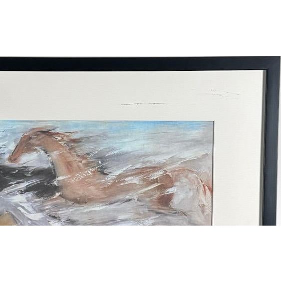 Cream Vintage Ettore Ted DeGrazia Free as the Wind Framed Southwestern Horse Art Print For Sale - Image 8 of 12