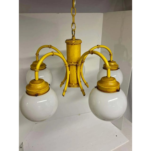 Hollywood Regency Faux Bamboo Chandelier For Sale In New York - Image 6 of 13
