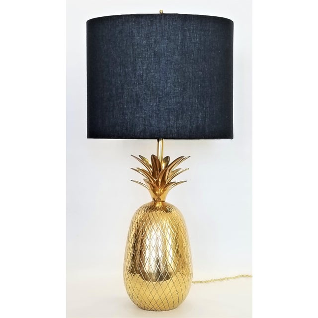 Vintage Solid Brass Pineapple Bedside or Desk Lamp - Feng Shui - Palm Beach Boho Chic Tropical Coastal For Sale - Image 10 of 10