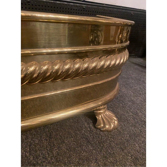 Traditional Solid Brass Antique Footed Clawfeet Fireplace Fender 57” Wide For Sale - Image 3 of 7