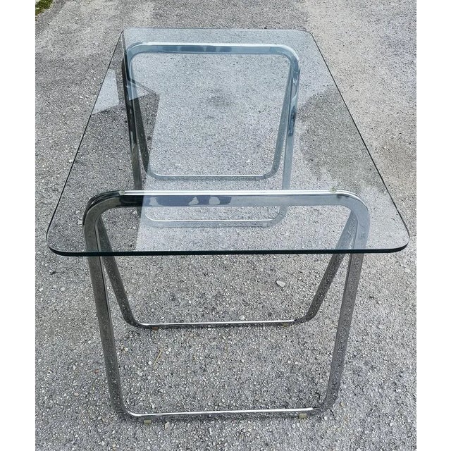 Table with Tempered Crystal Top & Chromed Lockable Legs, Italy, 1990 For Sale - Image 14 of 18