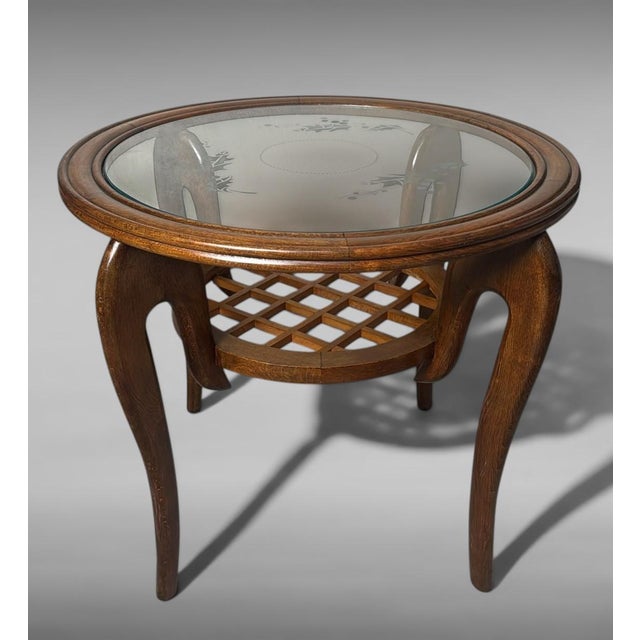 Art Deco Mid 20th Century Paolo Buffa Style Art Deco Italian Walnut Side Table With Beveled Glass Top For Sale - Image 3 of 18